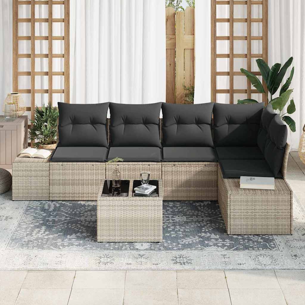 Set Divano da Giardino 6 pcs Grigio chiaro polyrattan | homemem39