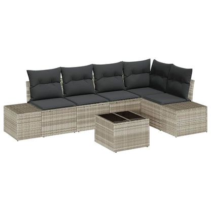 Set Divano da Giardino 6 pcs Grigio chiaro polyrattan | homemem39