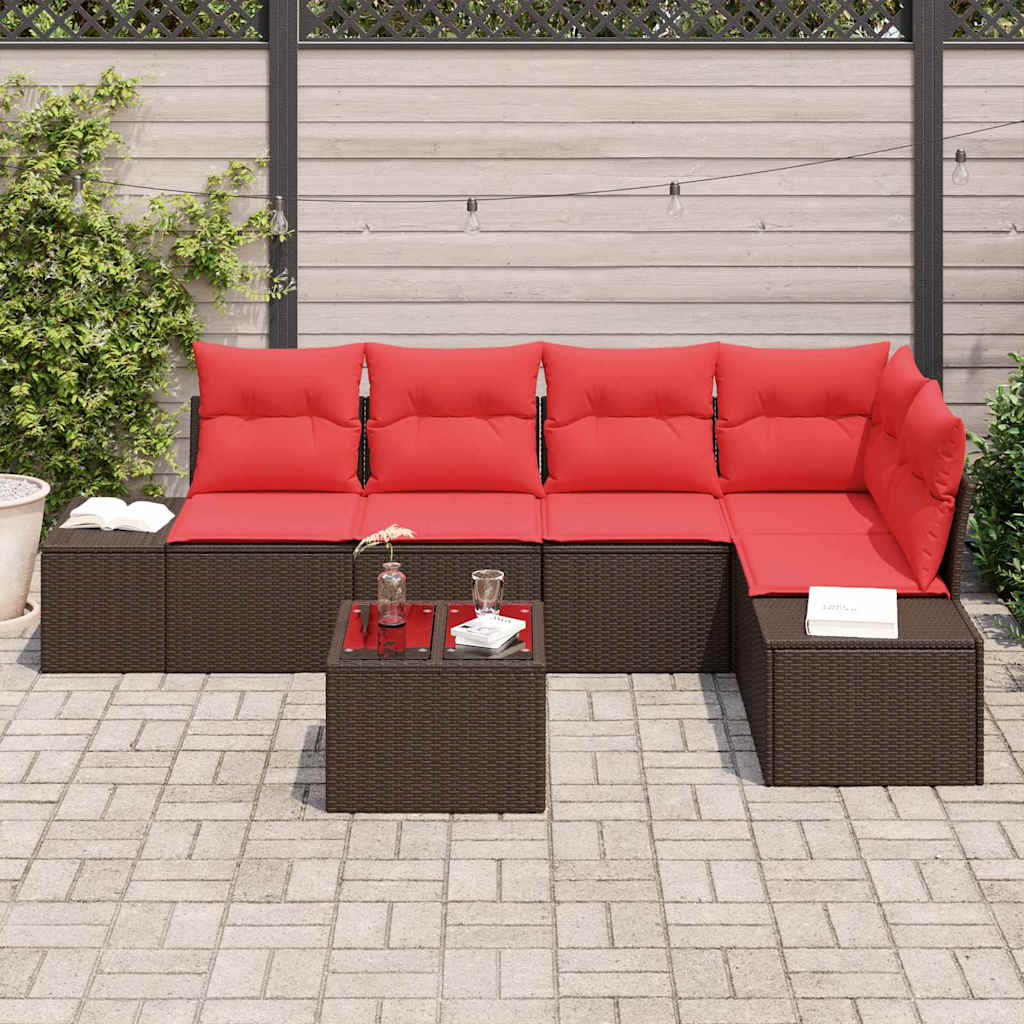Set Divano da Giardino con cuscino 6 pcs Marrone polyrattan | homemem39