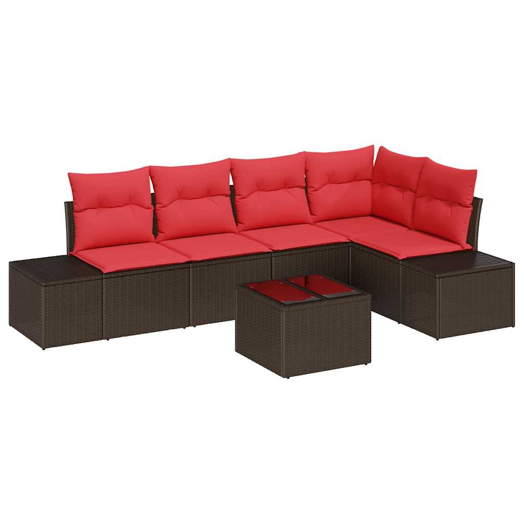 Set Divano da Giardino con cuscino 6 pcs Marrone polyrattan | homemem39