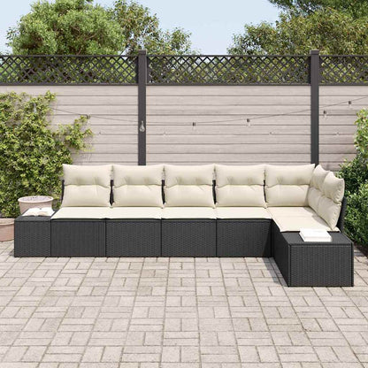 Set Divano da Giardino 6 pcs Nero e Crema polyrattan | homemem39