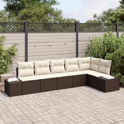 Set Divano da Giardino 6 pcs Marrone e Crema polyrattan | homemem39