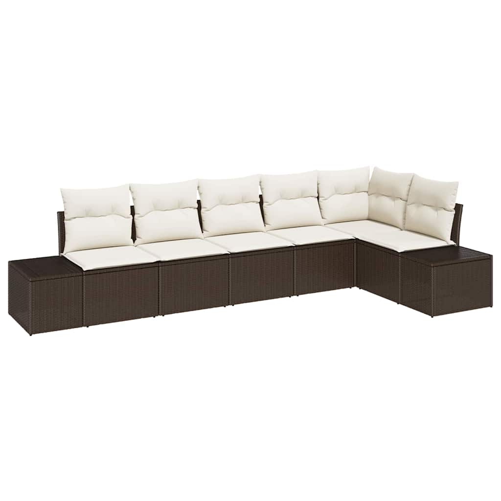 Set Divano da Giardino 6 pcs Marrone e Crema polyrattan | homemem39