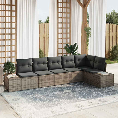 Set Divano da Giardino con cuscino 6 pcs Grigio polyrattan | homemem39