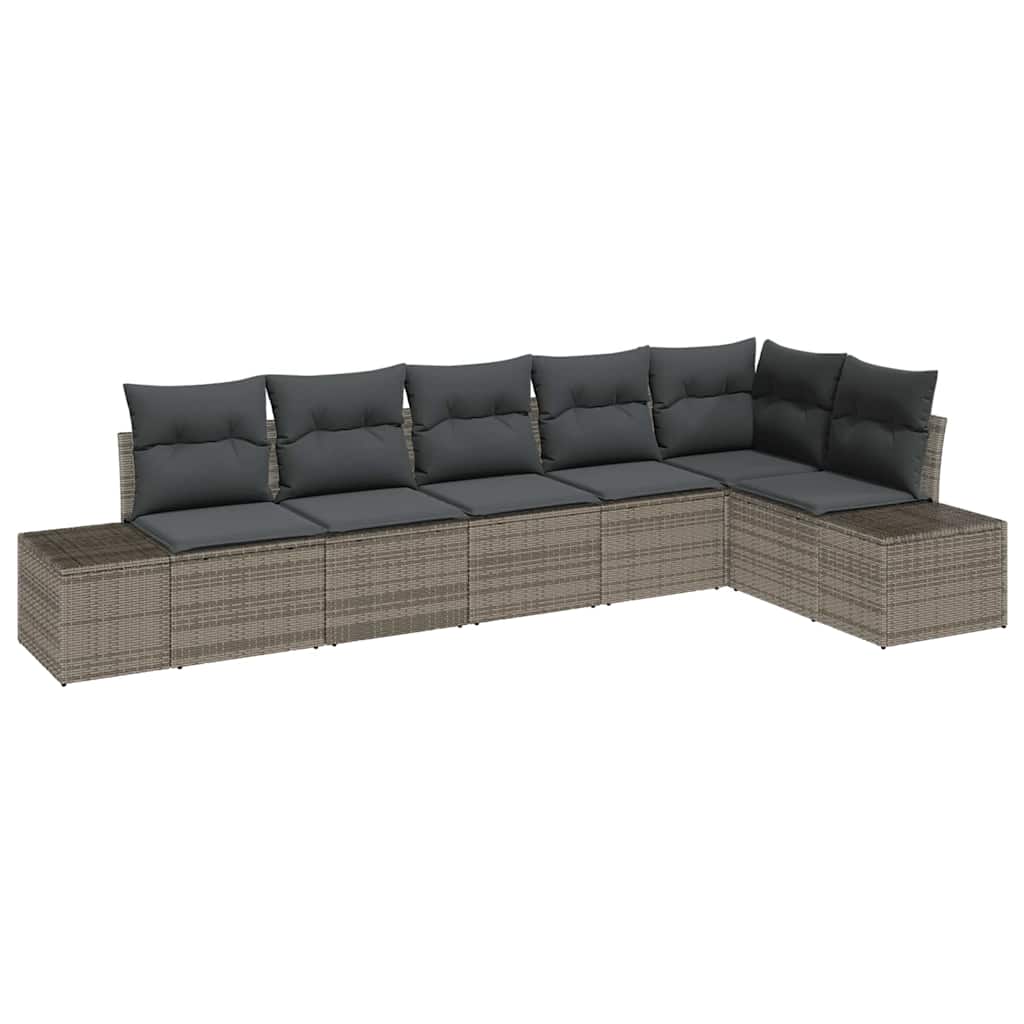 Set Divano da Giardino con cuscino 6 pcs Grigio polyrattan | homemem39