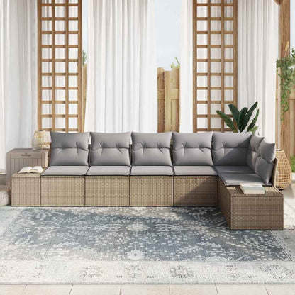 Set Divano da Giardino 6 pcs Beige e grigio polyrattan | homemem39
