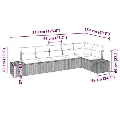 Set Divano da Giardino con cuscino 6 pcs Nero polyrattan | homemem39