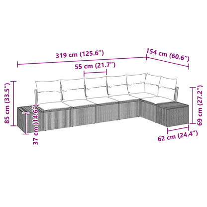 Set Divano da Giardino con cuscino 6 pcs Marrone polyrattan | homemem39