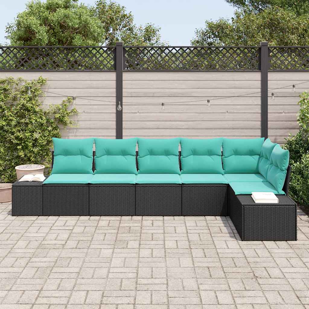 Set Divano da Giardino 6 pz Nero polyrattan - homemem39