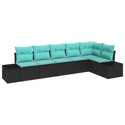 Set Divano da Giardino 6 pz Nero polyrattan - homemem39