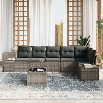 Set Divano da Giardino con cuscino 7 pcs Grigio polyrattan | homemem39