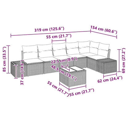 Set Divano da Giardino 7 pcs Beige e grigio polyrattan | homemem39