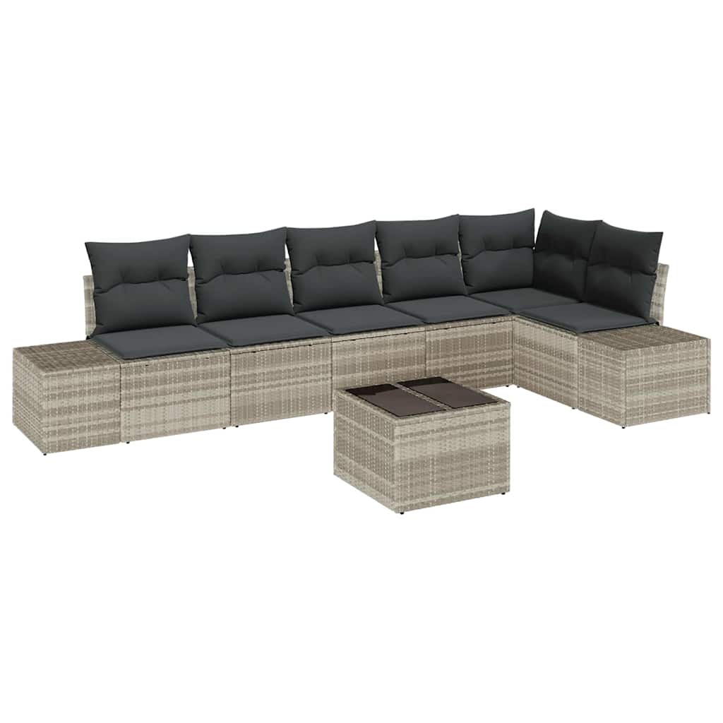 Set Divano da Giardino 7 pcs Grigio chiaro polyrattan | homemem39