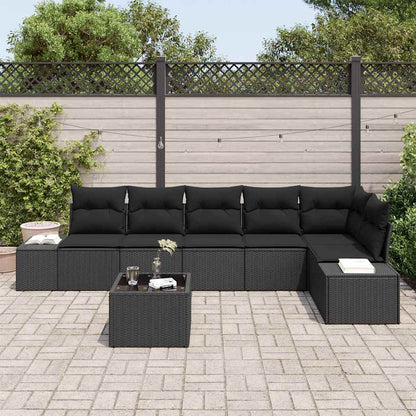 Set Divano da Giardino con cuscino 7 pcs Nero polyrattan | homemem39