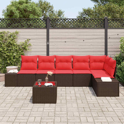 Set Divano da Giardino con cuscino 7 pcs Marrone polyrattan | homemem39