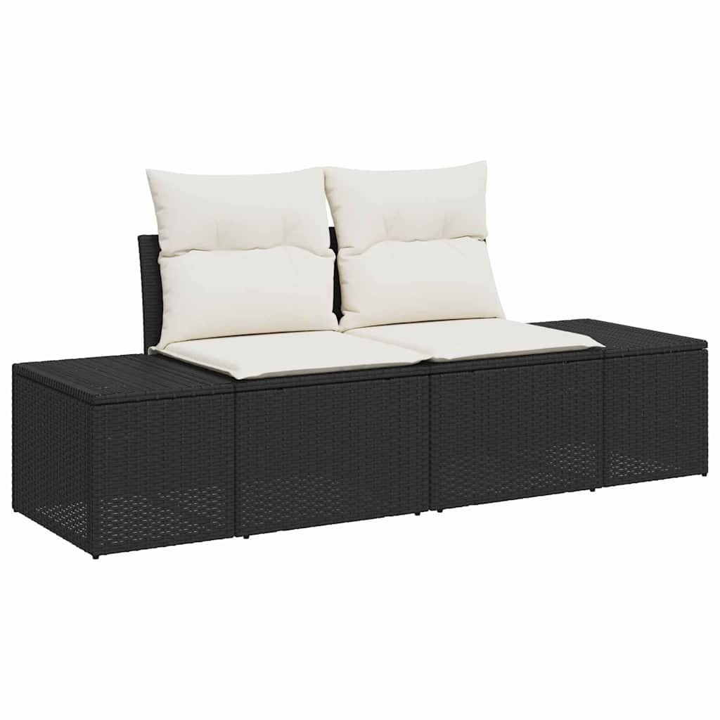 Set Divano da Giardino 7 pz Nero e Crema polyrattan | homemem39