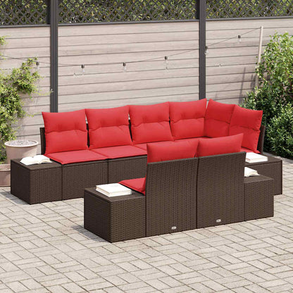 Set Divano da Giardino con cuscino 7 pcs Marrone polyrattan | homemem39