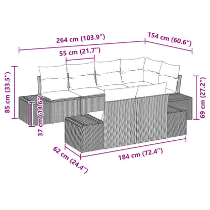Set Divano da Giardino con cuscino 7 pcs Marrone polyrattan | homemem39
