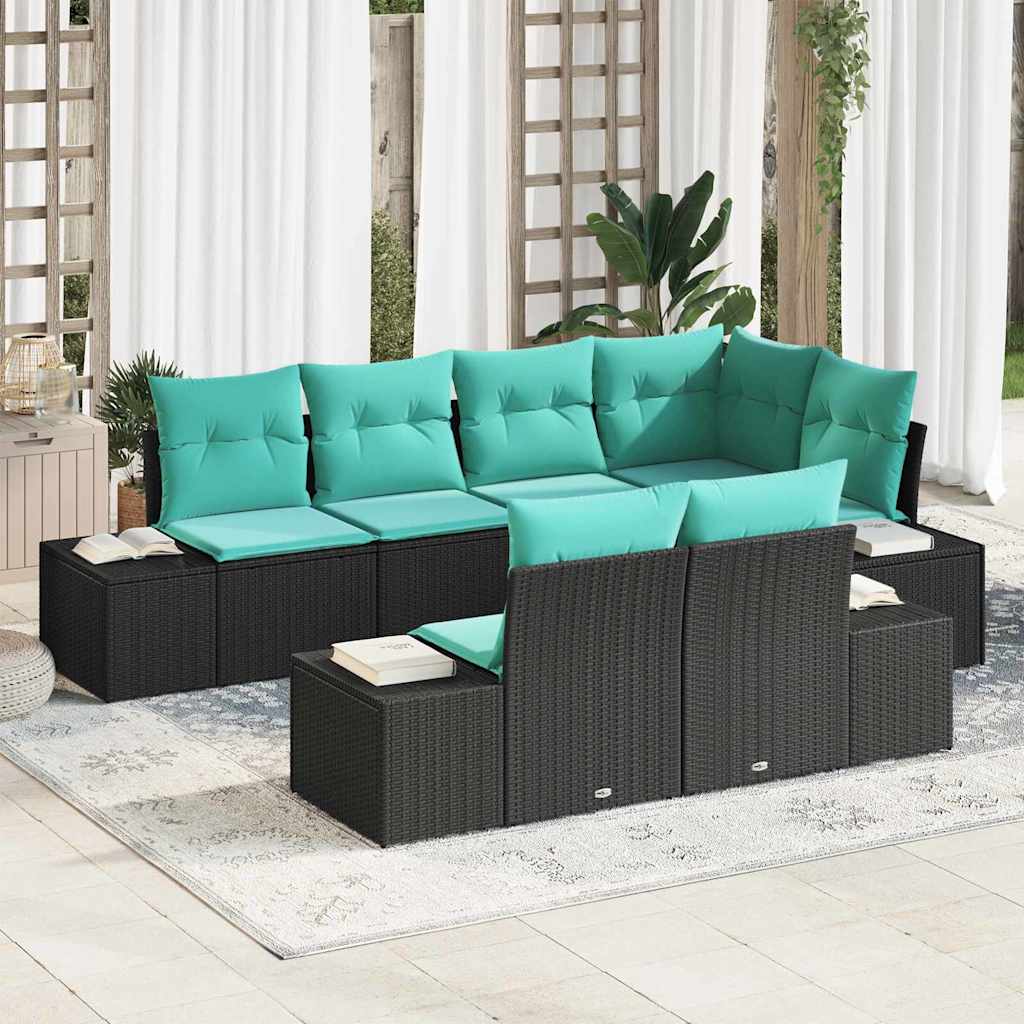 Set Divano da Giardino 7 pz Nero polyrattan | homemem39