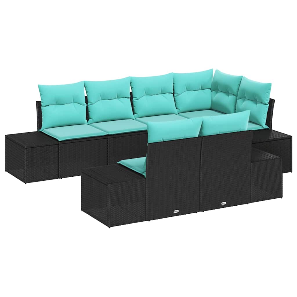 Set Divano da Giardino 7 pz Nero polyrattan | homemem39