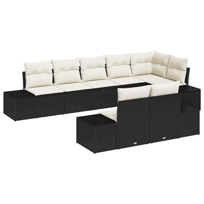 Set Divano da Giardino 8 pcs Nero e Crema polyrattan | homemem39