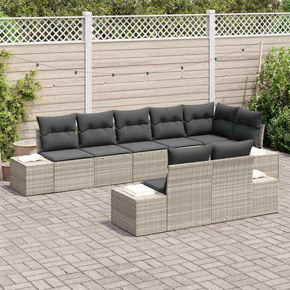 Set Divano da Giardino 8 pcs Grigio chiaro polyrattan | homemem39