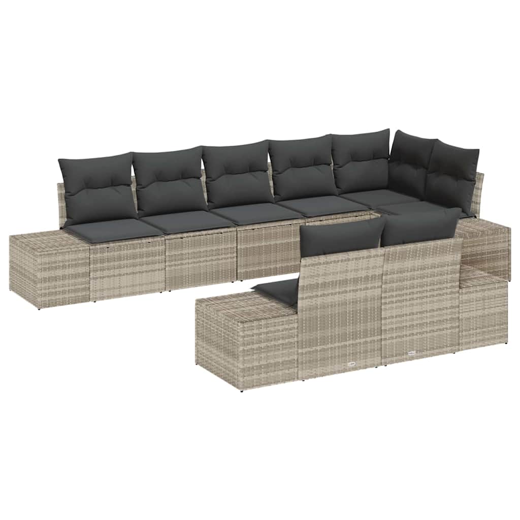 Set Divano da Giardino 8 pcs Grigio chiaro polyrattan | homemem39
