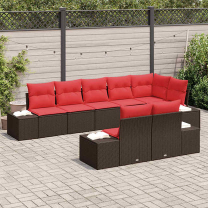 Set Divano da Giardino con cuscino 8 pcs Marrone polyrattan | homemem39