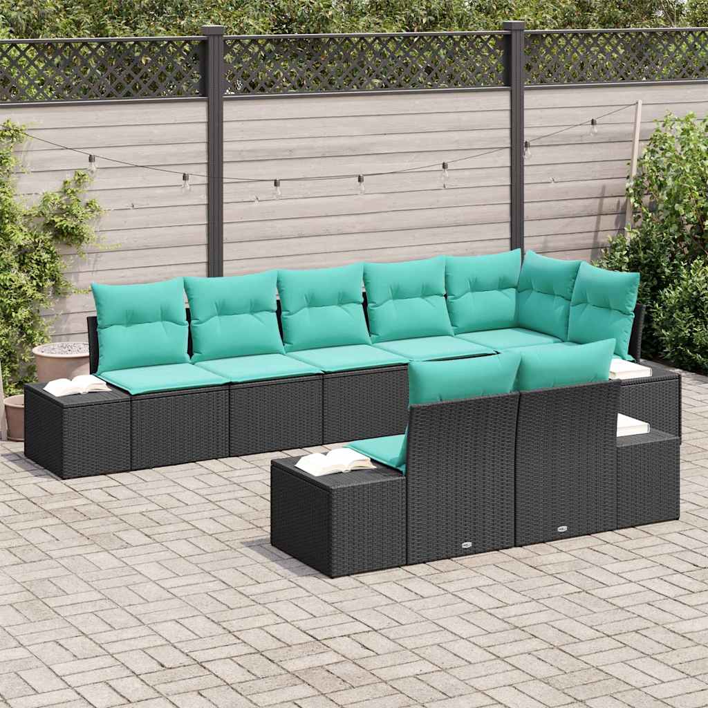 Set Divano da Giardino 8 pz Nero polyrattan | homemem39