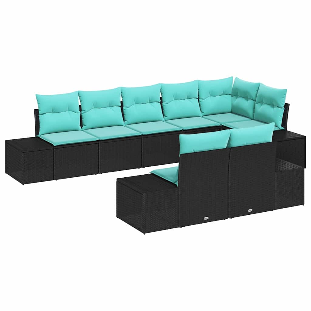 Set Divano da Giardino 8 pz Nero polyrattan | homemem39