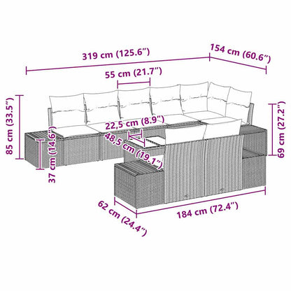 Set Divano da Giardino 9 pcs Nero e Crema polyrattan | homemem39