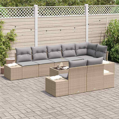 Set Divano da Giardino 9 pcs Beige e grigio polyrattan | homemem39