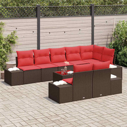 Set Divano da Giardino con cuscino 9 pcs Marrone polyrattan | homemem39