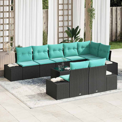Set Divano da Giardino 9 pz Nero polyrattan | homemem39