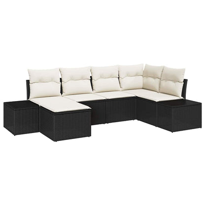 Set Divano da Giardino 6 pz Nero e Crema polyrattan | homemem39