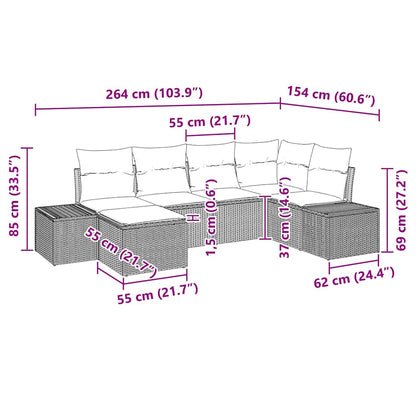 Set Divano da Giardino 6 pz Nero e Crema polyrattan | homemem39