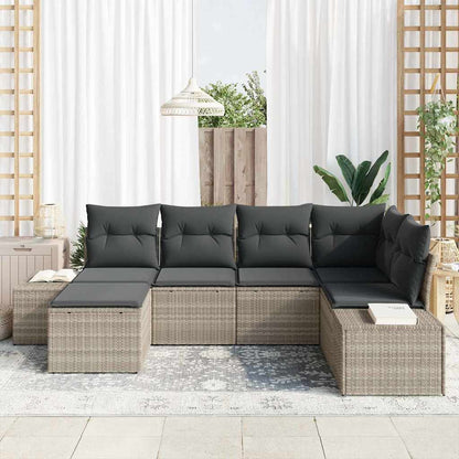 Set Divano da Giardino 6 pcs Grigio chiaro polyrattan | homemem39
