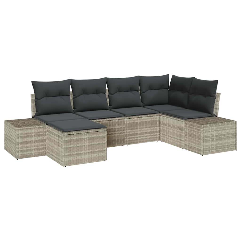 Set Divano da Giardino 6 pcs Grigio chiaro polyrattan | homemem39