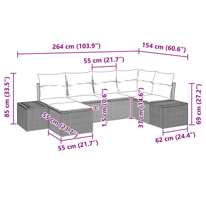 Set Divano da Giardino con cuscino 6 pcs Marrone polyrattan | homemem39