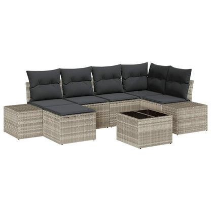 Set Divano da Giardino 7 pcs Grigio chiaro polyrattan | homemem39