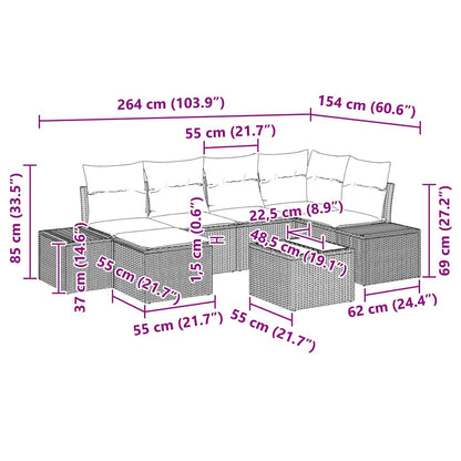 Set Divano da Giardino 7 pcs Grigio chiaro polyrattan | homemem39