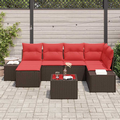 Set Divano da Giardino con cuscino 7 pcs Marrone polyrattan | homemem39