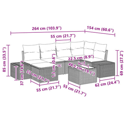Set Divano da Giardino con cuscino 7 pcs Marrone polyrattan | homemem39
