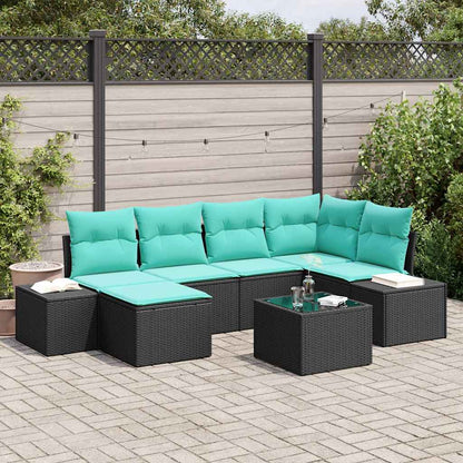 Set Divano da Giardino 7 pz Nero polyrattan | homemem39