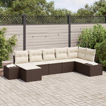Set Divano da Giardino con cuscino 7 pcs Marrone polyrattan | homemem39