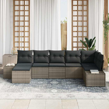 Set Divano da Giardino con cuscino 7 pcs Grigio polyrattan | homemem39