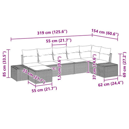 Set Divano da Giardino con cuscino 7 pcs Grigio polyrattan | homemem39
