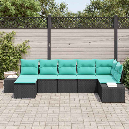 Set Divano da Giardino 7 pz Nero polyrattan | homemem39