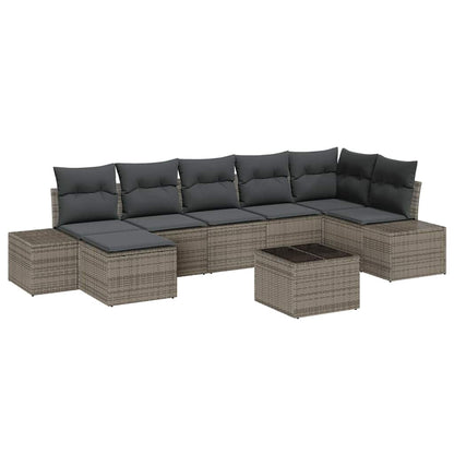 Set Divano da Giardino con cuscino 8 pcs Grigio polyrattan | homemem39