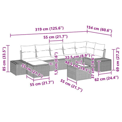 Set Divano da Giardino con cuscino 8 pcs Grigio polyrattan | homemem39
